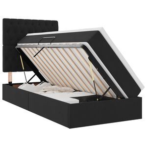 vidaXL Bett mit Stauraum und LED mit Matratze Schwarz 90 x 190 cm Samt