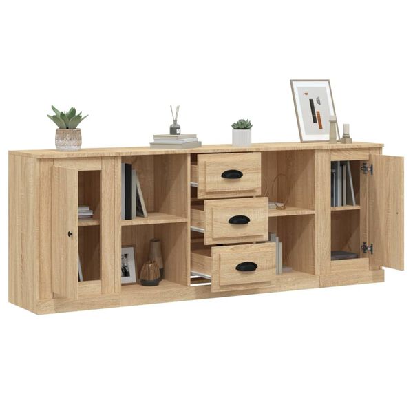 vidaXL Sideboards 3 Stk. Sonoma-Eiche Holzwerkstoff