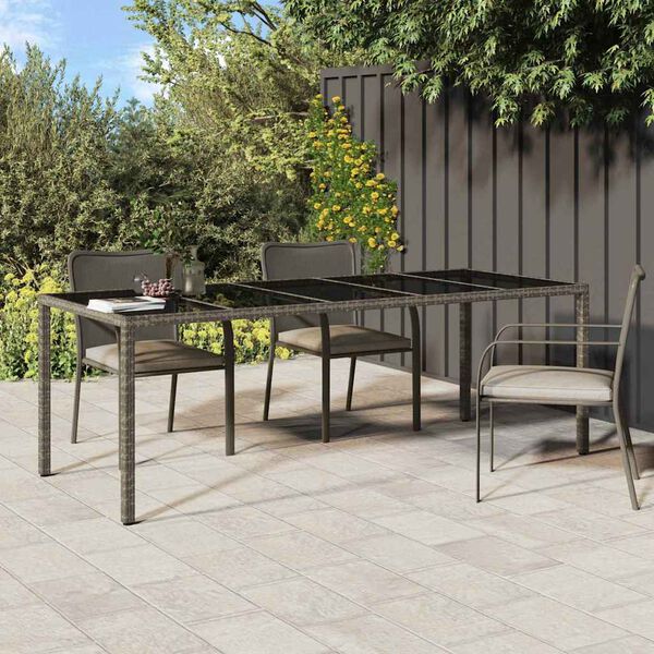 vidaXL Garten-Esstisch Grau 250 x 100 x 75 cm Poly-Rattan