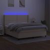 vidaXL Boxspringbett mit Matratze & LED Creme 180x200 cm Stoff