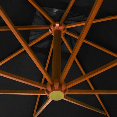 vidaXL Ampelschirm mit Mast Schwarz 3x3 m Massivholz Tanne