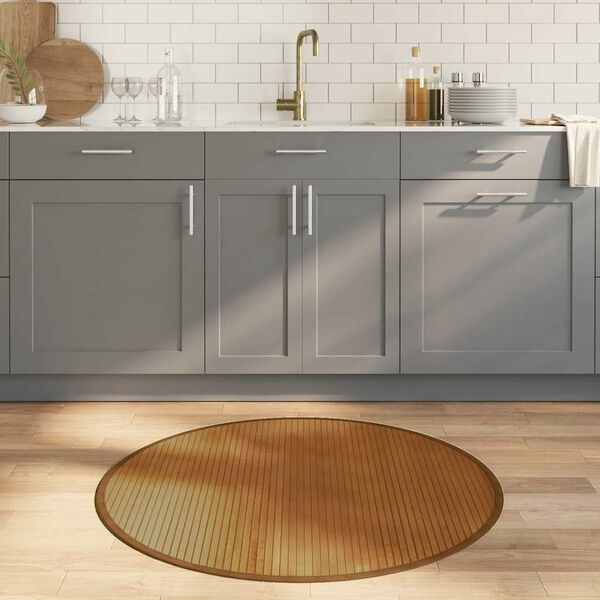 vidaXL Teppich Rund Braun 100 cm Bambus