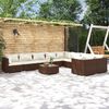vidaXL 10-tlg. Garten-Lounge-Set mit Kissen Poly Rattan Braun