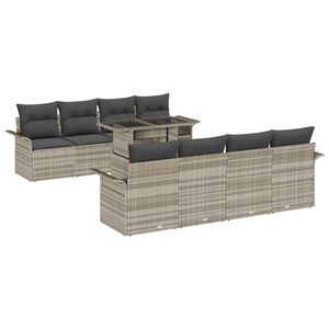 vidaXL Gartensofa-set mit Kissen 9 pcs Hellgrau Poly-Rattan
