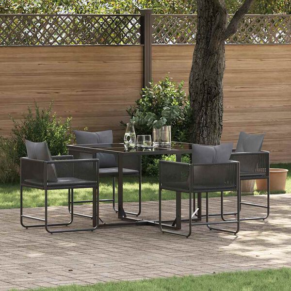 vidaXL Garten Essgruppe 5 pcs Schwarz Stahl