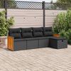 vidaXL 5-tlg. Garten-Sofagarnitur mit Kissen Schwarz Poly Rattan