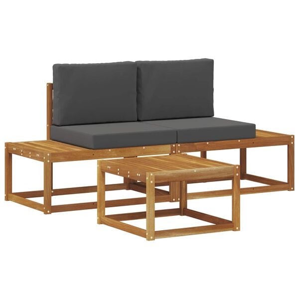 vidaXL Outdoor-Sofagarnitur mit Kissen 3 pcs Natur