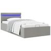 vidaXL Bett mit Bettkasten Hydraulisch LED Hellgrau Stoff 100x200 cm