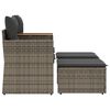 vidaXL Gartensofa 2-Sitzer mit Hockern Grau Poly Rattan