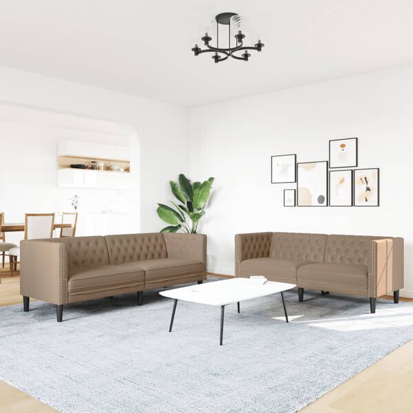 vidaXL 2-tlg. Chesterfield-Sofa-Set Cappuccino Kunstleder