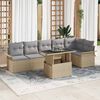 vidaXL Gartensofa-set mit Kissen 7 pcs Beige Poly-Rattan