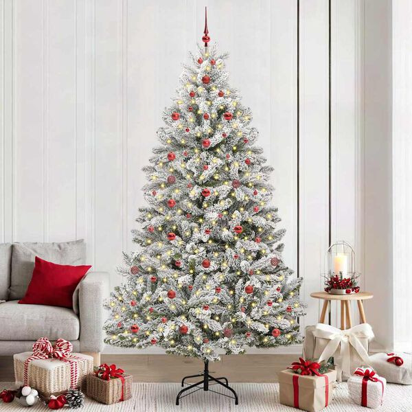 vidaXL K&uuml;nstlicher Weihnachtsbaum Gr&uuml;n und Wei&szlig; 240 cm PVC und Metall