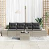 vidaXL Sofa Set mit Kissen mit Kissen 5 pcs Hellgrau Poly Rattan