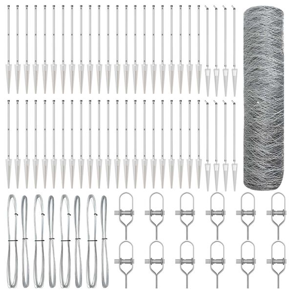 vidaXL Zaunpfosten Silber 100 x 1 m (50 mm Maschenweite) Stahl