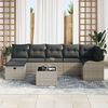 vidaXL Garten-Sofa-Set mit Kissen 8 pcs Hellgrau Poly Rattan