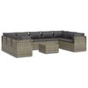 vidaXL 10-tlg. Garten-Lounge-Set mit Kissen Grau Poly Rattan