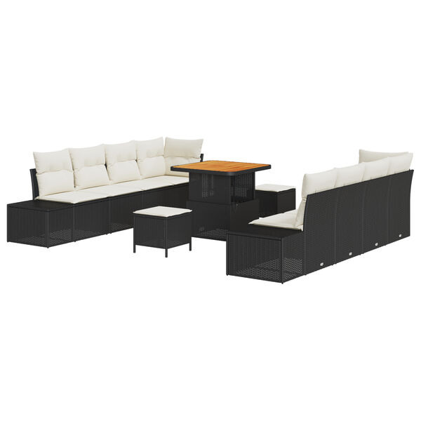 vidaXL Garten-Sofa-Set mit Kissen mit Kissen 11 pcs Schwarz und Creme