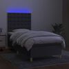 vidaXL Boxspringbett mit Matratze & LED Dunkelgrau 100x200 cm Stoff