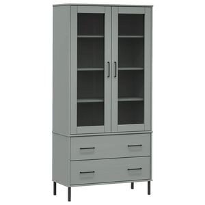 vidaXL B&uuml;cherschrank OSLO Metallbeine Grau 85x35x172,5 cm Massivholz
