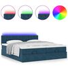 vidaXL Ottoman-Bett mit Matratzen & LED Dunkelblau 200x200 cm Samt