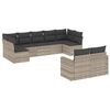 vidaXL 9-tlg. Garten-Sofagarnitur mit Kissen Hellgrau Poly Rattan