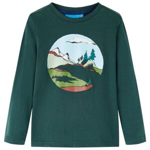 Kinder-Langarmshirt Dunkelgr&uuml;n 92