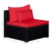 vidaXL 9-tlg. Garten-Sofagarnitur mit Kissen Rot Poly Rattan
