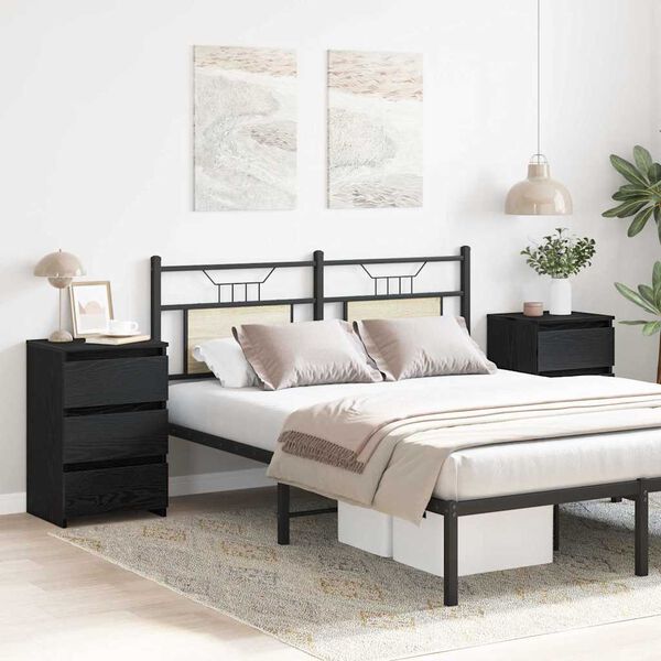 vidaXL Nachttisch 2 pcs Schwarz Eichen-Optik 40 x 35 x 62,5 cm