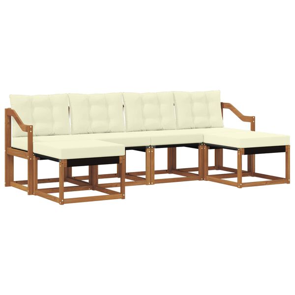 vidaXL Outdoor-Sofagarnitur mit Kissen 6 pcs Natur und Creme