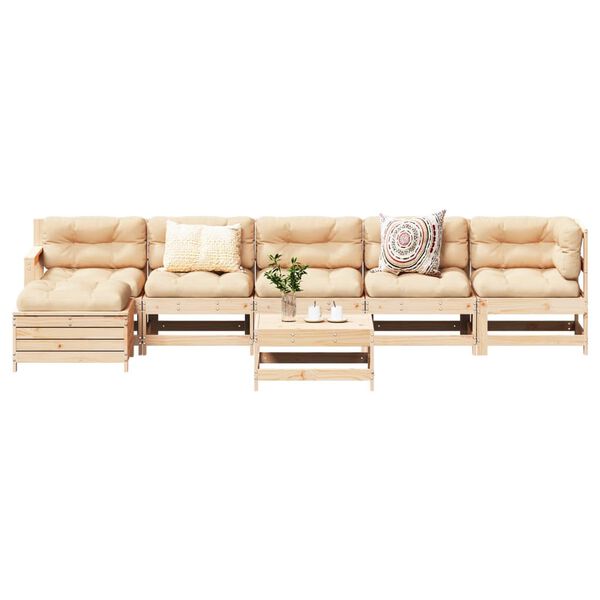 vidaXL 7-tlg. Garten-Lounge-Set Massivholz Kiefer