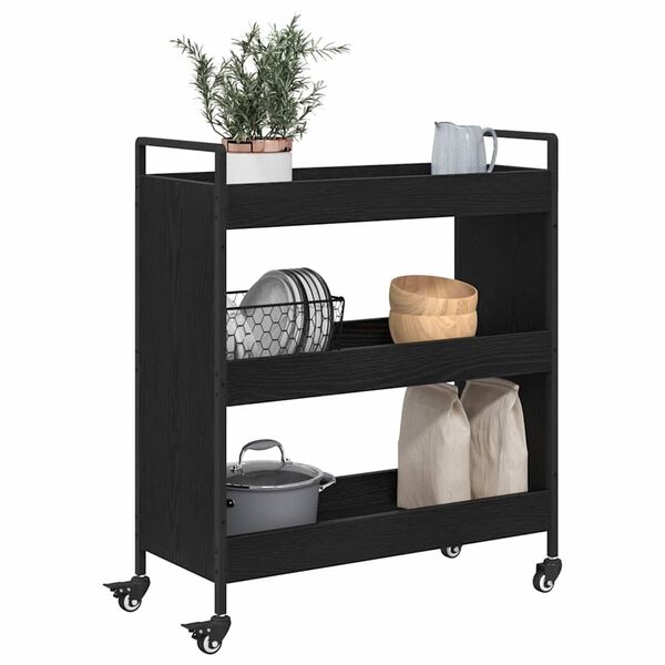 vidaXL K&uuml;chentrolley Schwarz Eichen-Optik 70 x 30 x 82 cm