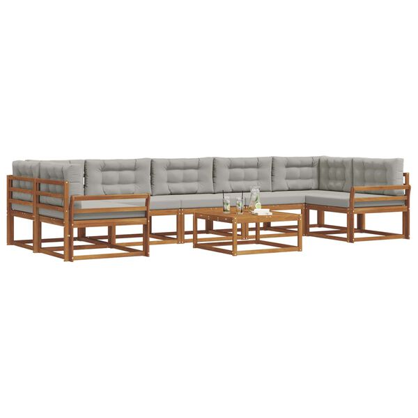vidaXL Outdoor-Sofagarnitur mit Kissen 8 pcs Nat&uuml;rlich und Hellgrau