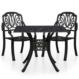 vidaXL 3-tlg. Bistro-Set Aluminiumguss Schwarz