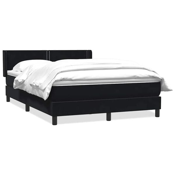 vidaXL Boxspringbett mit Matratze Schwarz 160x220 cm Samt