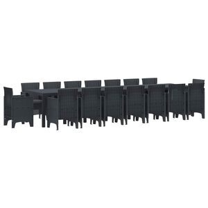 vidaXL Garten-Esszimmergarnitur mit Kissen 17 pcs Anthrazit PP