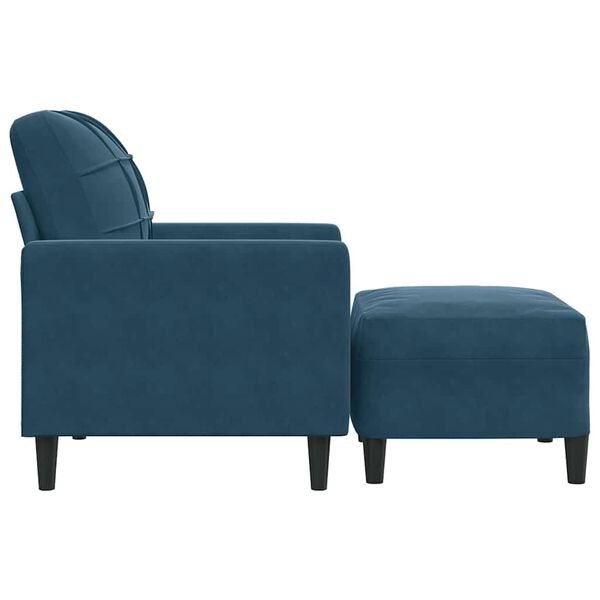 vidaXL Sessel mit Hocker Blau 60 cm Samt