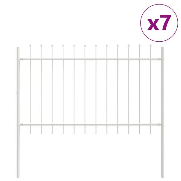 vidaXL Gartenzaun 7 pcs Wei&szlig; 11,9 x 1 m Pulverbeschichteter Stahl