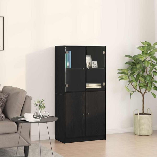 vidaXL Highboard Schwarz Eichen-Optik 68 x 37 x 142 cm