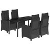 vidaXL 5-tlg. Garten-Essgruppe mit Kissen Schwarz Poly Rattan