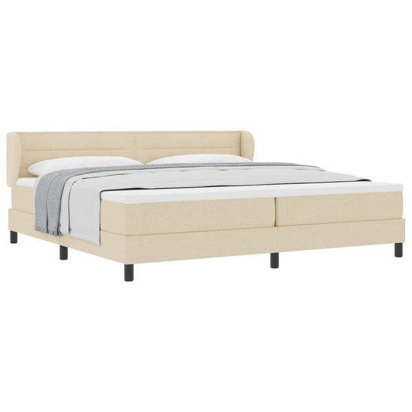 vidaXL Boxspringbett mit Matratze Creme 200 x 200 cm Stoff