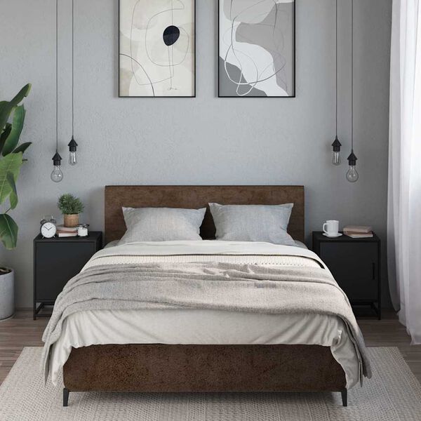 vidaXL Nachttische 2 Stk. Schwarz 40x31x50 cm Holzwerkstoff und Metall