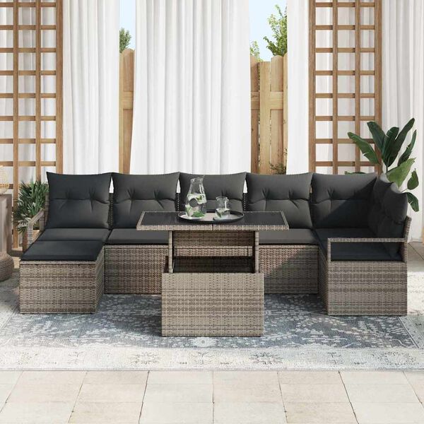vidaXL Garten-Sofa-Set mit Kissen 8 pcs Grau