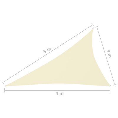 vidaXL Sonnensegel Oxford-Gewebe Dreieckig 3x4x5 m Creme