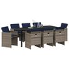 vidaXL Garten Essgruppe mit Kissen 9 pcs Grau Poly-Rattan