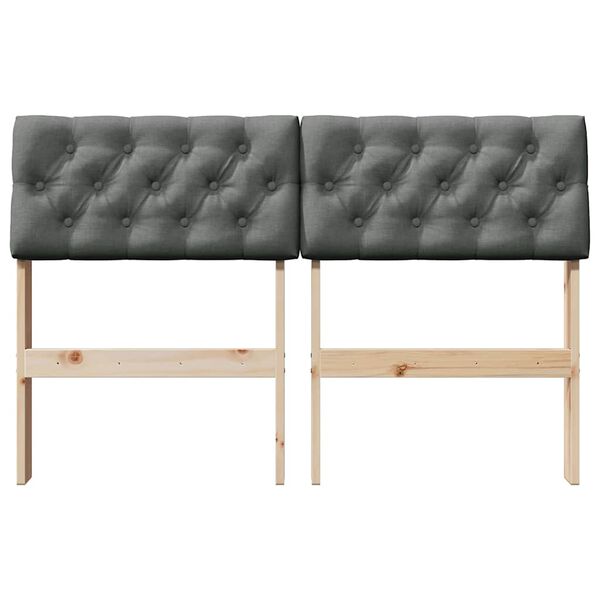 vidaXL Gepolstertes Kopfteil Dunkelgrau 120 cm Massives Kiefernholz