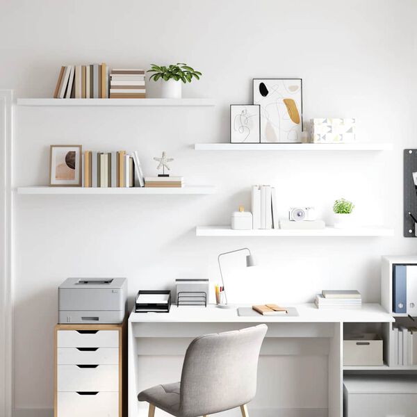 vidaXL Schweberegale 4 Stk. Wei&szlig; 120x23,5x3,8 cm MDF