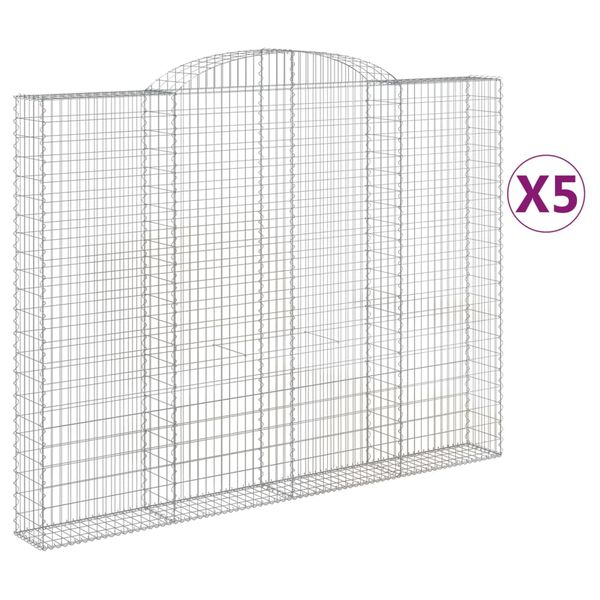 vidaXL Gabionen mit Hochbogen 5 Stk. 300x30x220/240cm Verzinktes Eisen