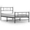 vidaXL Bettgestell mit Kopf- und Fu&szlig;teil Metall Schwarz 90x190 cm