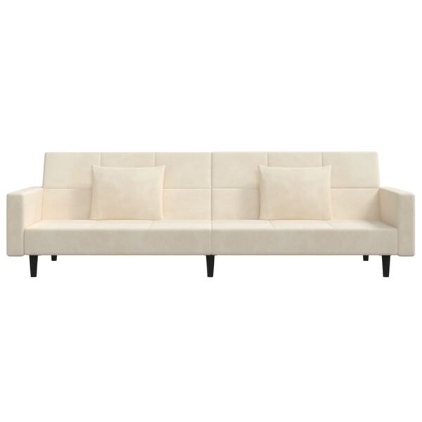 vidaXL Schlafsofa 2-Sitzer mit 2 Kissen Creme Samt