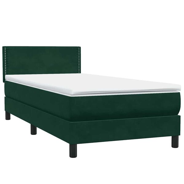 vidaXL Boxspringbett mit Matratze Dunkelgr&uuml;n 100x220 cm Samt